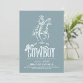 Ze Heeft Haar Cowboy Dusty Blue Bruidsdouche Kaart (Staand voorkant)