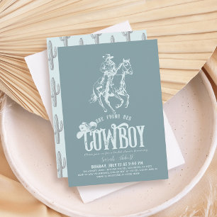 Ze Heeft Haar Cowboy Dusty Blue Bruidsdouche Kaart