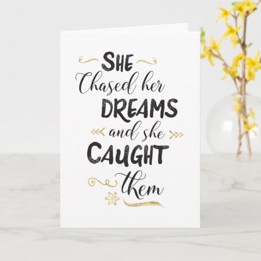 Ze heeft haar dromen opgepakt en opgepakt kaart (Gele Bloem)