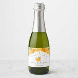 Ze Heeft Haar Grote Liefde Orange Bruidsfeest Sparkling Wijnetiket