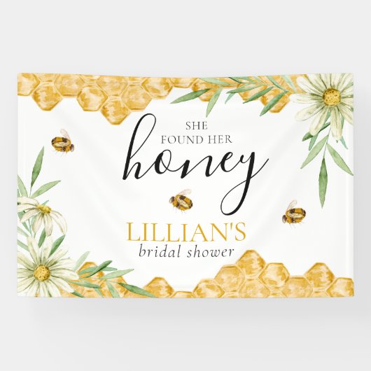 Ze Heeft Haar Honing Daisy Bee Bruiloft Banner (Horizontaal)