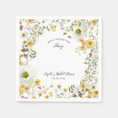 Ze Heeft Haar Honing Gele Bloemige Bruidsbruiloft Servet (Voorkant)