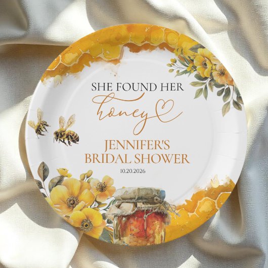 Ze heeft haar honing gevonden | Waterverf Vrijgeze Papieren Bordje