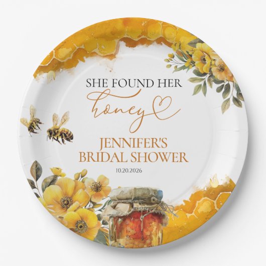 Ze heeft haar honing gevonden | Waterverf Vrijgeze Papieren Bordje (Voorkant)