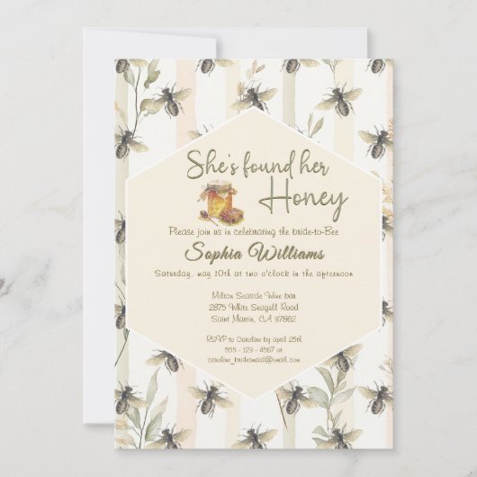 Ze heeft haar honingbijen honingraat vrijgezellenf kaart (Voorkant)