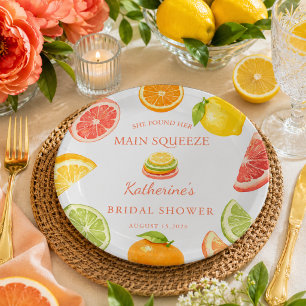 Ze Heeft Haar Hoofddruk Citrus Bruiloftsfeest Papieren Bordje