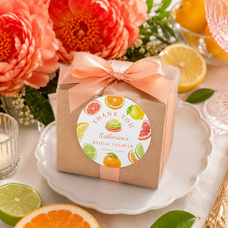 Ze Heeft Haar Hoofddruk Citrus Bruiloftsfeest Ronde Sticker