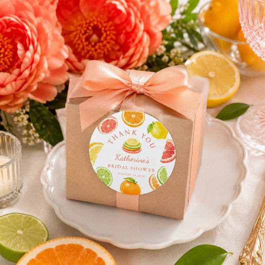 Ze Heeft Haar Hoofddruk Citrus Bruiloftsfeest Ronde Sticker