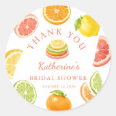 Ze Heeft Haar Hoofddruk Citrus Bruiloftsfeest Ronde Sticker (Voorkant)