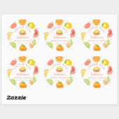 Ze Heeft Haar Hoofddruk Citrus Bruiloftsfeest Ronde Sticker (Vel)