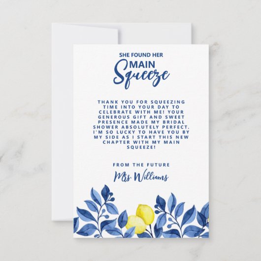 Ze Heeft Haar Hoofdtang Bruiloftsfeest  Bedankkaart (Achterkant)