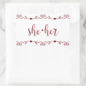 Ze heeft haar in rode Fancy doedels Rechthoekige Sticker (Tas)