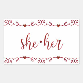 Ze heeft haar in rode Fancy doedels Rechthoekige Sticker