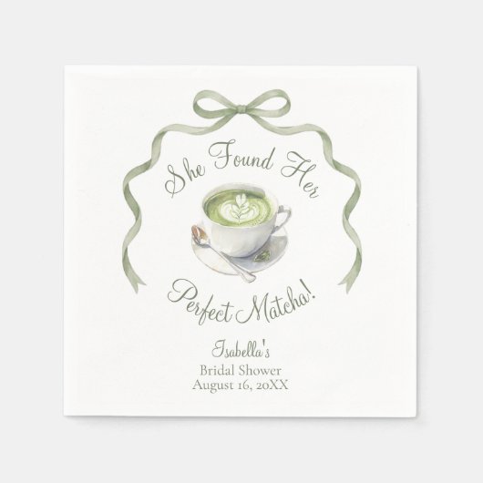Ze Heeft Haar Perfecte Matcha Bruiloftsfeest Servet (Voorkant)