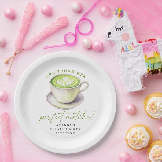 Ze heeft haar perfecte matcha Vrijgezellenfeest ge Papieren Bordje (Feest)