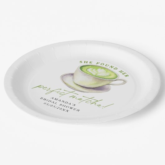 Ze heeft haar perfecte matcha Vrijgezellenfeest ge Papieren Bordje (Gekanteld)