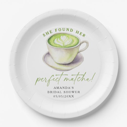 Ze heeft haar perfecte matcha Vrijgezellenfeest ge Papieren Bordje (Voorkant)
