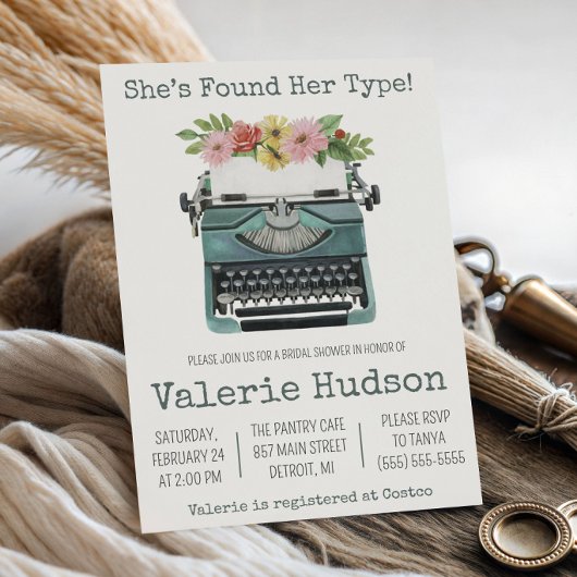 Ze heeft haar type gevonden! Typemachine bruidsdou Kaart