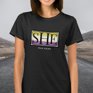 Ze heeft haar voornaamwoord non-binair geslacht ou t-shirt