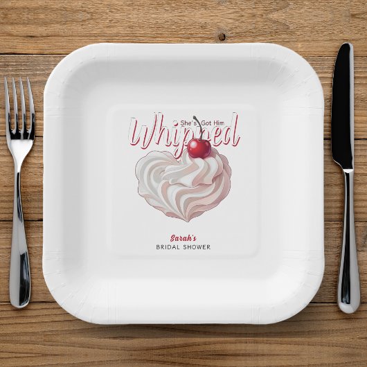 Ze heeft hem slagroomkirs bruidsdouche papieren bordje