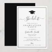 ZE HEEFT HET GEDAAAN! Universiteit Afstudeerfeest Kaart (Voorkant / Achterkant)