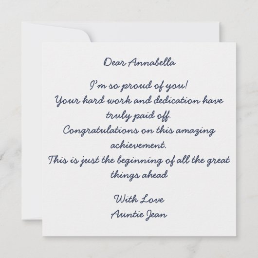 Ze heeft het gedaan! Afstuderen gefeliciteerd Kaart (Achterkant)