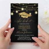 Ze heeft het gedaan! Elegant Zwart Goud Afstudeerf Kaart