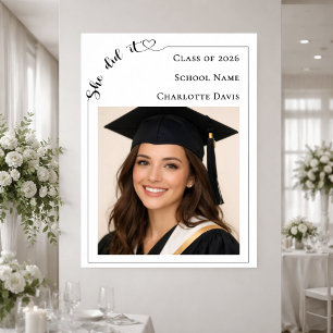 Ze heeft het gedaan foto Afstudeerfeest welkom Poster