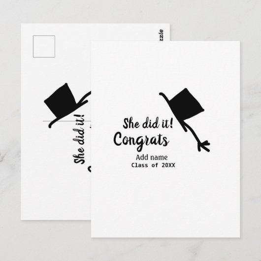 Ze heeft het gedaan gefeliciteerd afstuderen voeg  briefkaart (Voorkant / Achterkant)