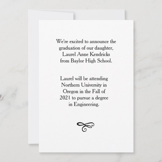 Ze heeft het gedaan! Minimalistische tekst Graduat Kaart (Achterkant)