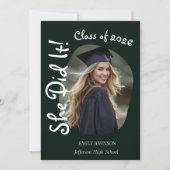 Ze heeft het gedaan! Moderne foto-verjaardagsfeest Kaart (Voorkant)