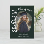 Ze heeft het gedaan! Moderne foto-verjaardagsfeest Kaart (Staand voorkant)