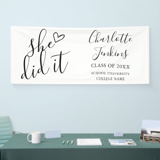 Ze Heeft Het Gedaan Script Hart Afstudeerfeest Spandoek (Beurs)