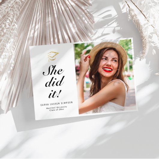 ZE HEEFT HET GEDAAN | Simple Script Photo afstuder Kaart