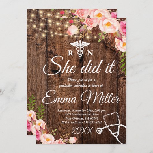 Ze heeft het gedaan - Verpleegstersschool Afstudee Kaart (Voorkant / Achterkant)