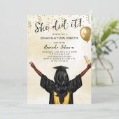 Ze Heeft Het Gedaan Vrouwelijke Afstudeerfeest Kaart (Staand voorkant)