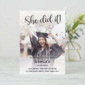 Ze heeft het gedaan! White Gradient Photo-Afstuder Kaart (Staand voorkant)