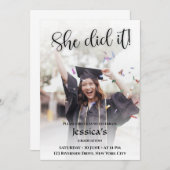 Ze heeft het gedaan! White Gradient Photo-Afstuder Kaart (Voorkant / Achterkant)