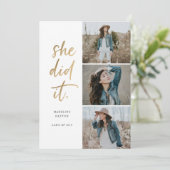 Ze heeft het gouden en witte Afstuderen aangekondi Kaart (Staand voorkant)