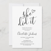 Ze Heeft Het Klaar Script Hart Foto Afstudeerfeest Kaart (Voorkant)