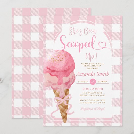 Ze heeft ijsje Gingham opgehaald Kaart (Voorkant / Achterkant)