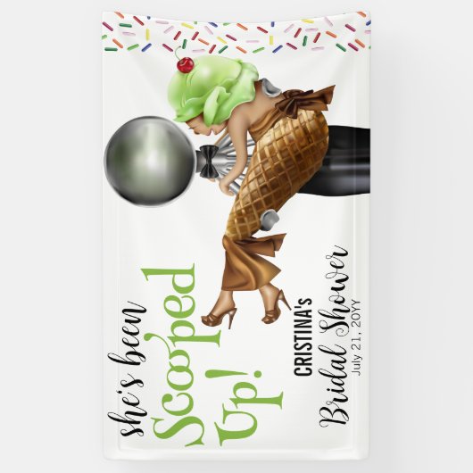 Ze heeft ijssalon Vrijgezellenfeest opgepakt Spandoek (Verticaal)