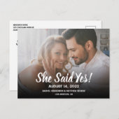 Ze Heeft Ja Foto Moderne Trouwdag Aankondigingskaart (Voorkant / Achterkant)