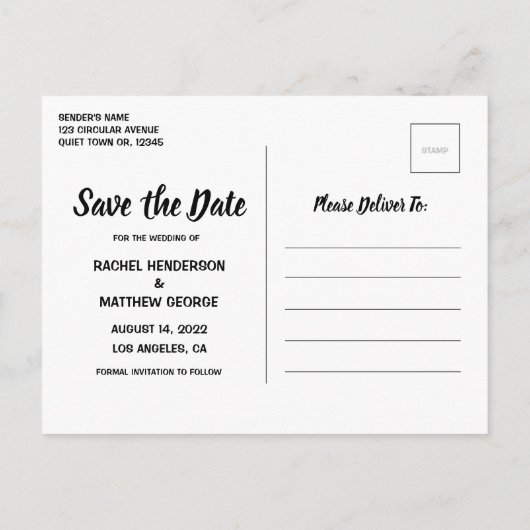 Ze Heeft Ja Foto Moderne Trouwdag Aankondigingskaart (Achterkant)