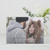 ZE HEEFT JA GEZEGD 2 Foto Kalligrafie Verloving Fe Kaart (Staand voorkant)