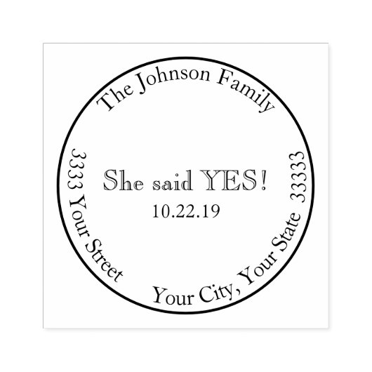 Ze Heeft Ja Gezegd Bewaar de Datum Retouradres Rubberstempel (Afrduk)