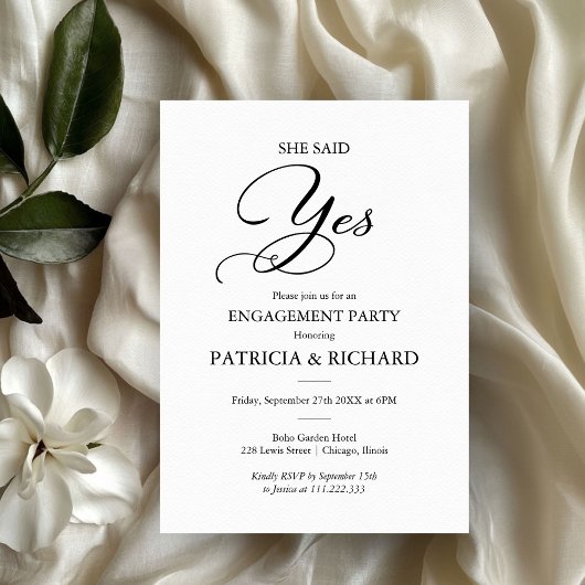 Ze Heeft Ja Gezegd Elegant Script Verloving Feest Kaart