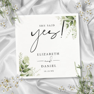 Ze Heeft Ja Gezegd Groene Bloemen Verlovingsfeest Servet