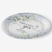 Ze Heeft Ja Gezegd Groene Geometrische Bruidsserve Papieren Bordje (Gekanteld)