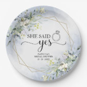 Ze Heeft Ja Gezegd Groene Geometrische Bruidsserve Papieren Bordje (Voorkant)